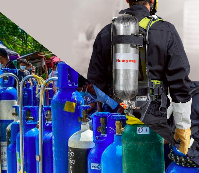 อากาศในถังออกซิเจนและ ถังอากาศSCBA แตกต่างกันอย่างไร