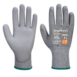 HPPE PU coated cut resistant gloves, model A622