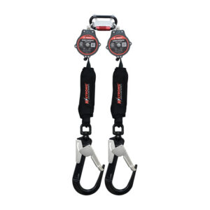 KStrong twin micron double line automatic fall protection pulley (SRL), 2 m long, aluminum hook.