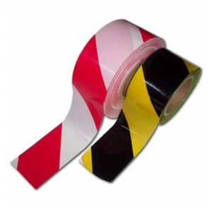 White-red boundary tape, yellow-black