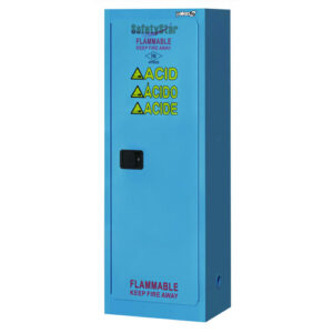 Cabinet for storing chemicals, Manual closing doors,  22 gallon capacity Model M1022B-R