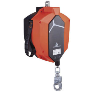 Self-retractable cable fall arrester with carrying handle for easy transport and installation, for lengths of 30 metres