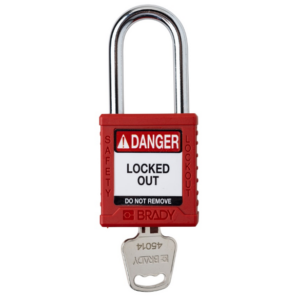 กุญแจล็อกไนลอนห่วงเหล็ก สีแดง รุ่น SDPL-RED-38STKD