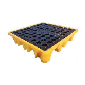 Chemical spill containment pallet for 4 drums, stationary type, model SP430.