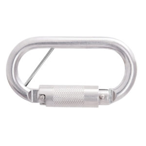 คาราบิเนอร์ (Carabiner) เหล็กทรงโอ ล็อค 2 จังหวะ (Double Lock)